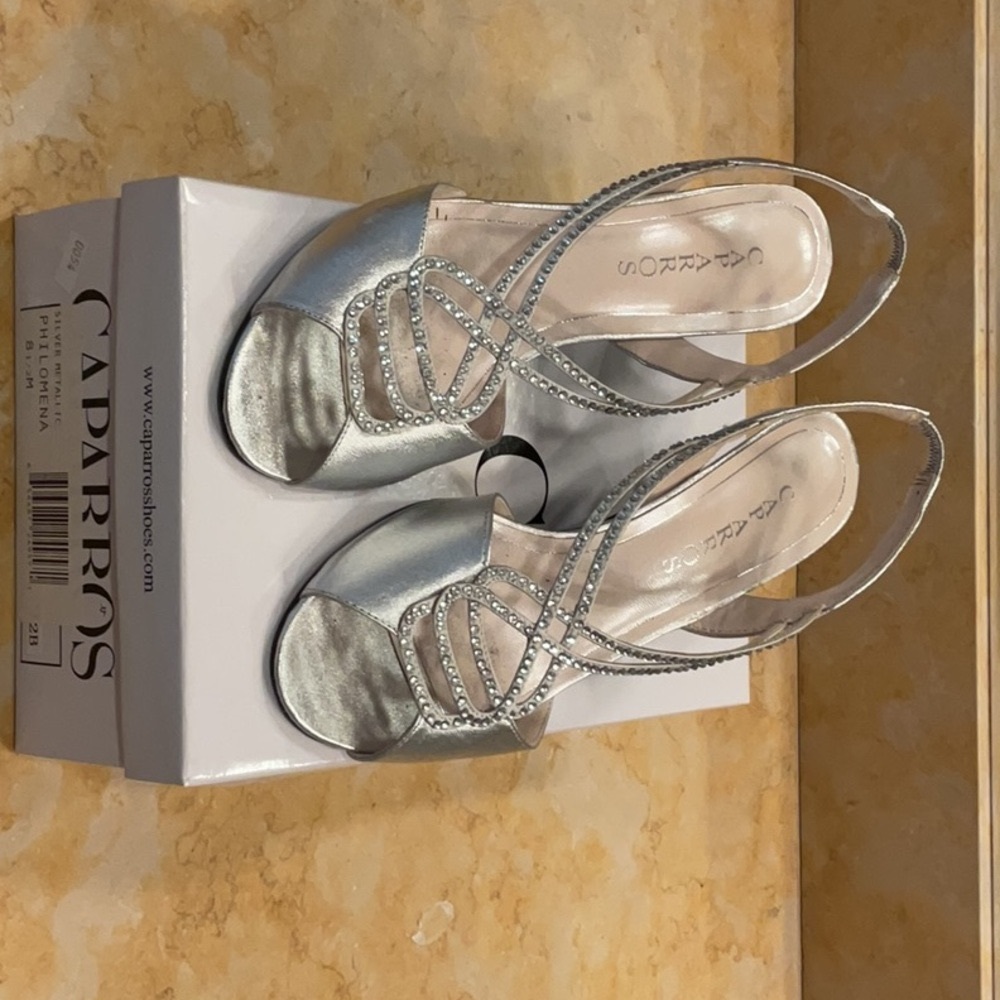 Caparros Silver Strappy Heels